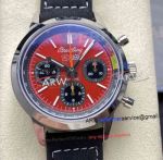 BLS Factory Breitling Top Time B01 Chevrolet Corvette Red Dial Leather Strap Watch